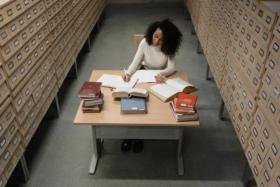 Image of a person working on a computer with a database and index books floating around, representing database indexing and optimization.