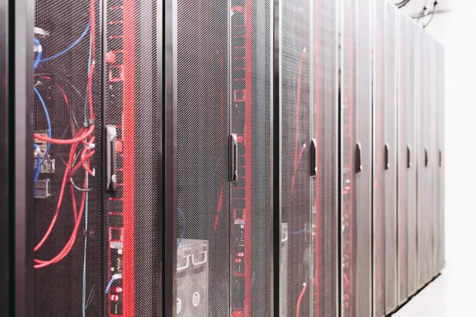 An image showing a server rack with a glowing light, symbolizing unmanaged hosting.