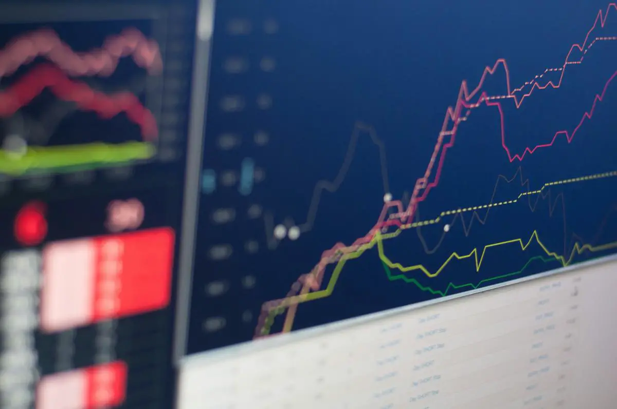 Image of various computer screens with data analysis graphs and charts