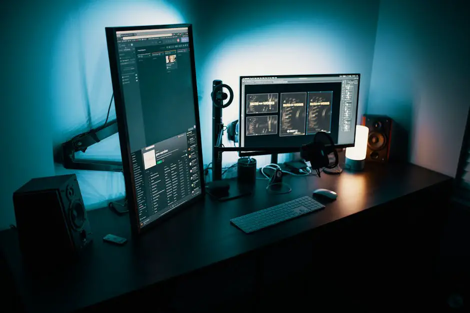 A person working on multiple screens showing different stages of website flipping