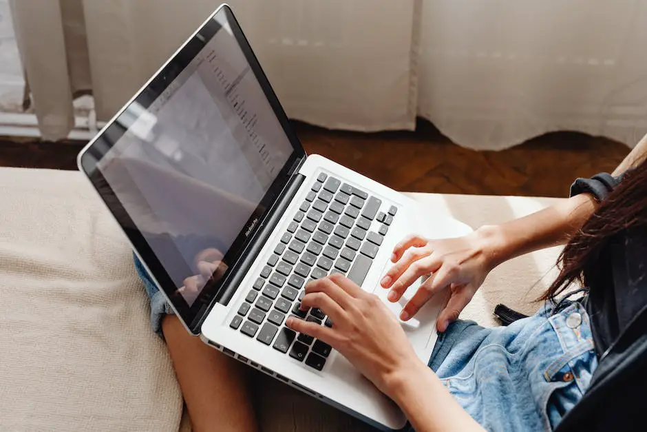 Illustration of a person typing on a laptop keyboard with a search bar and keywords floating above, representing the process of using search functions and filters on a website.